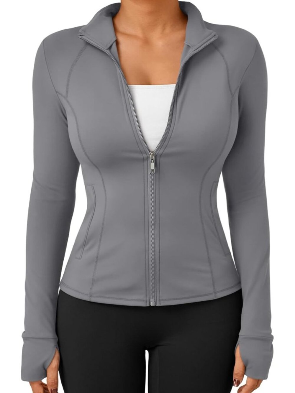 Chic Women's Zip-Up Lightweight Hoodie Jacket for Gym & Workout Fashion